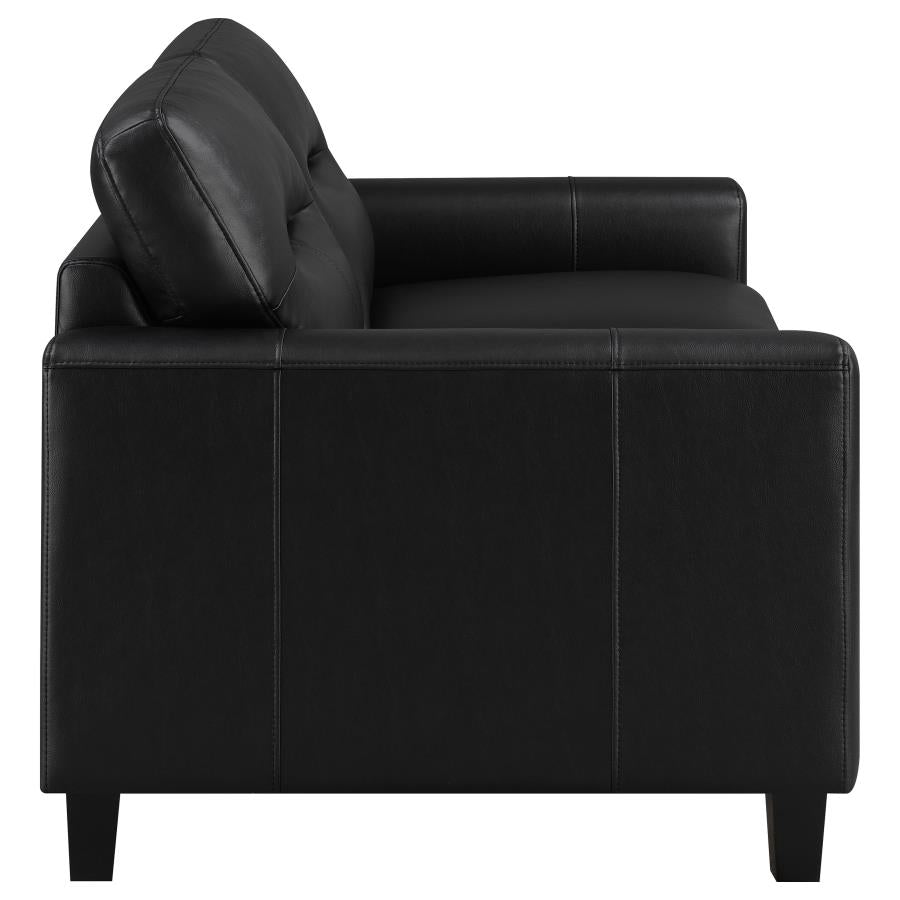 Scotland 2-piece Faux Leather Upholstered Sofa Set Black
