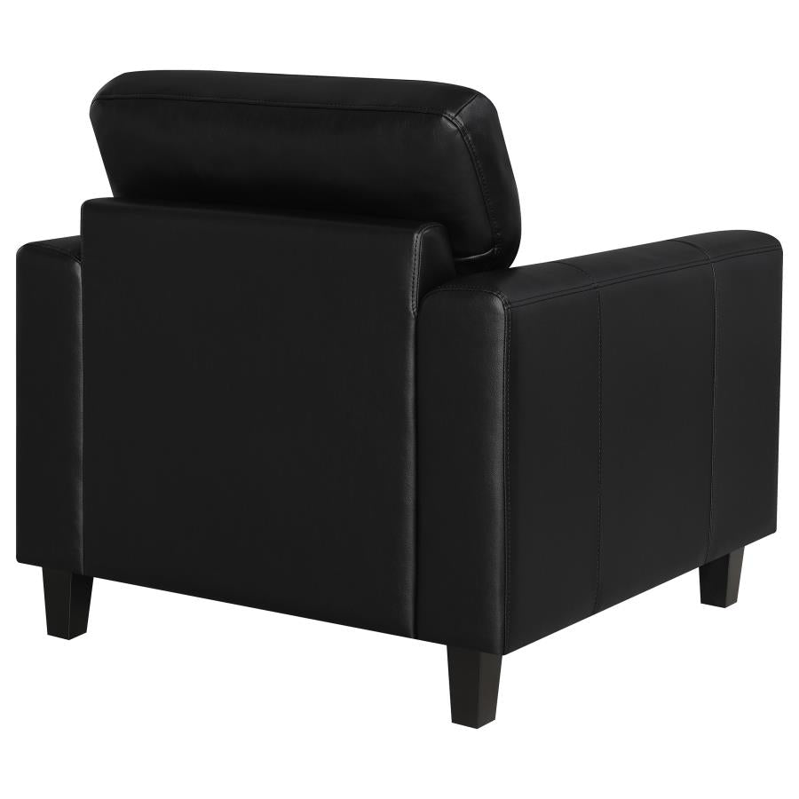 Scotland Faux Leather Upholstered Track Arm Chair Black
