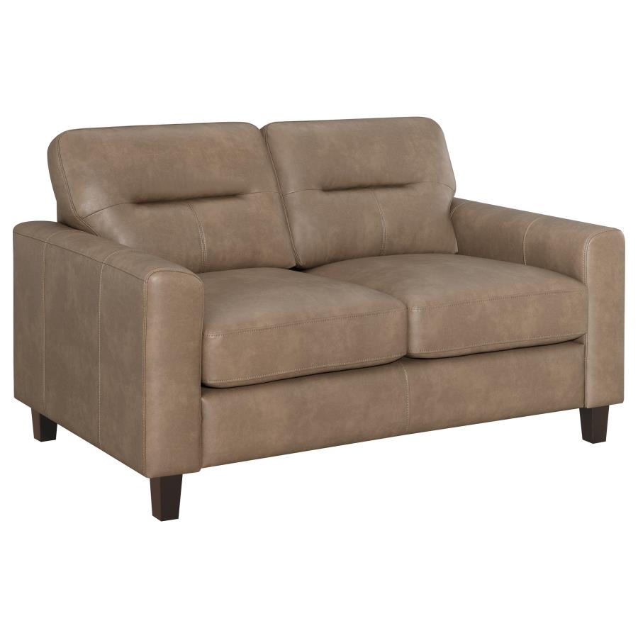 Scotland 3-piece Faux Leather Upholstered Sofa Set Brown