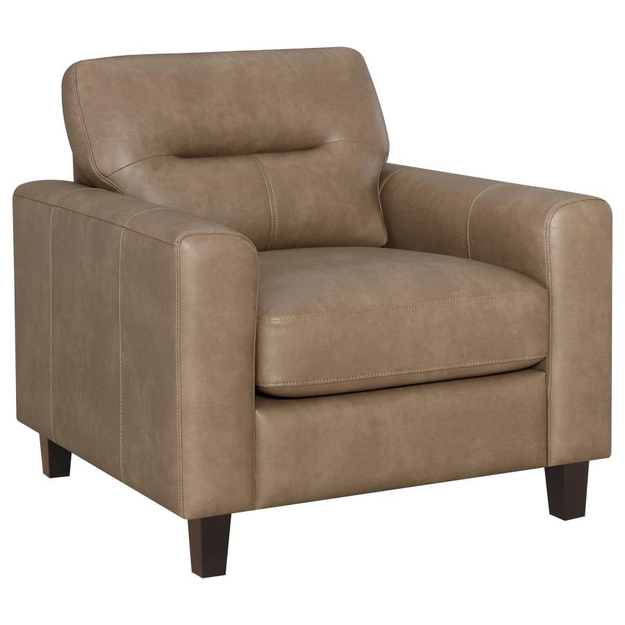 Scotland 3-piece Faux Leather Upholstered Sofa Set Brown