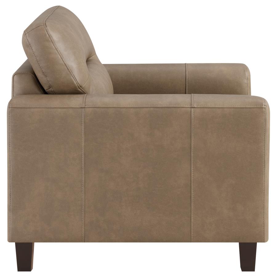 Scotland 3-piece Faux Leather Upholstered Sofa Set Brown