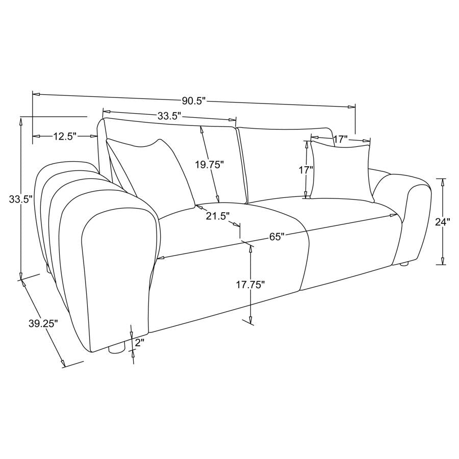 Burnett 3-piece Chenille Upholstered Sofa Set Burnt Orange
