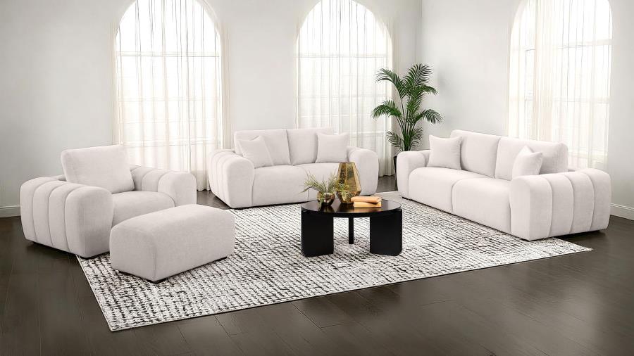 Burnett Chenille Upholstered Ottoman Ivory