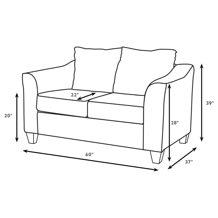 Salizar 2-piece Upholstered Flared Arm Sofa Set Grey