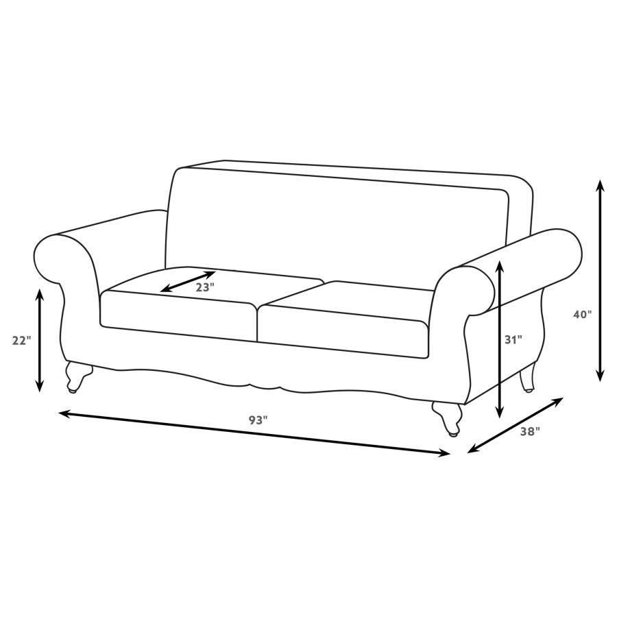 Elmbrook Upholstered Rolled Arm Sofa Brown