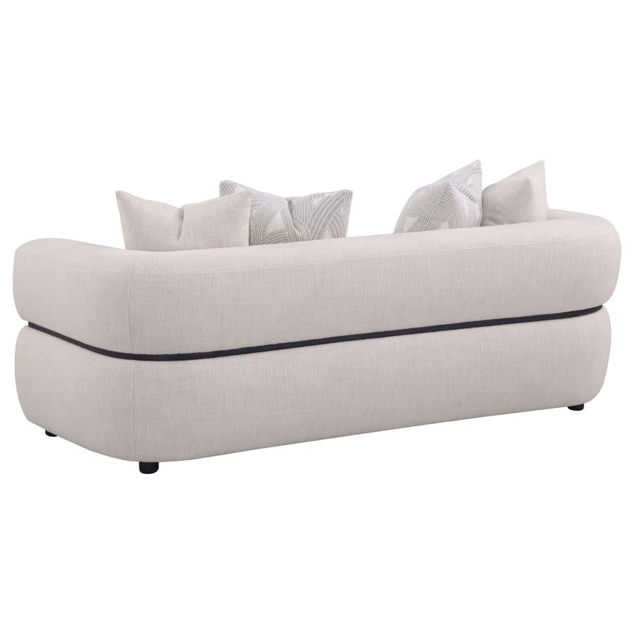 Jeanette 3-piece Fabric Upholstered Round Arm Sofa Set Beige