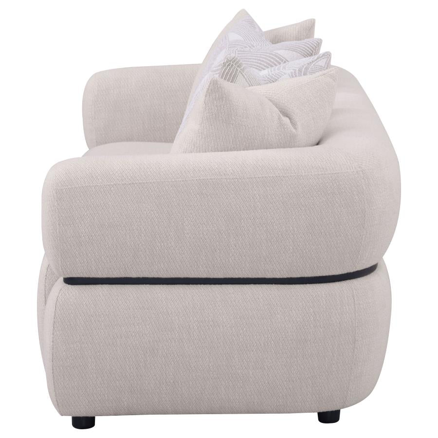 Jeanette 84-inch Fabric Upholstered Round Arm Sofa Beige