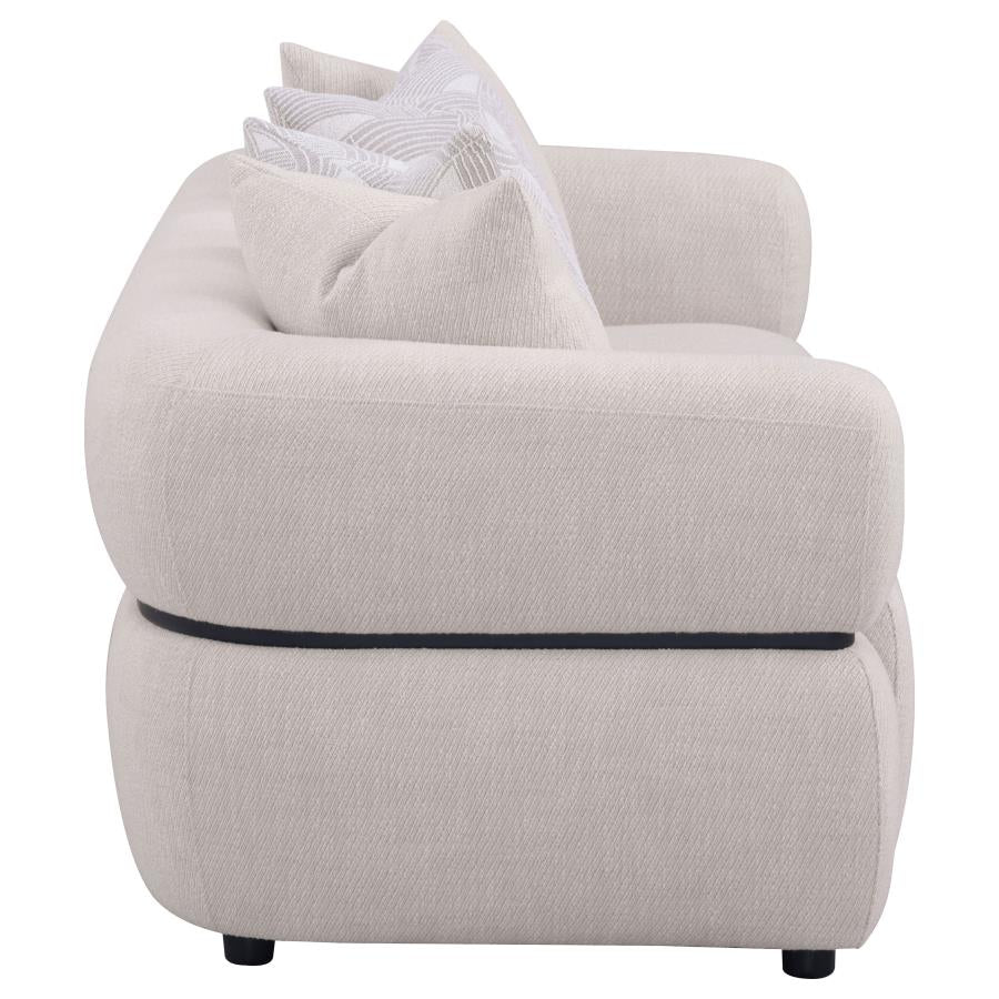 Jeanette 84-inch Fabric Upholstered Round Arm Sofa Beige
