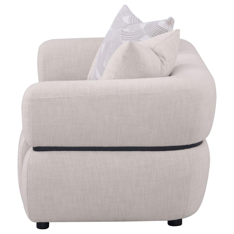 Jeanette 73-inch Fabric Upholstered Round Arm Loveseat Beige
