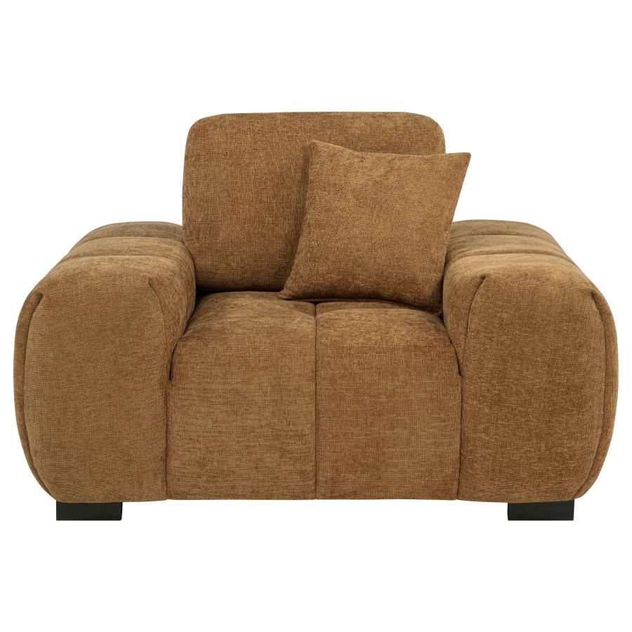 Octavia Fabric Upholstered Track Arm Accent Chair Amber