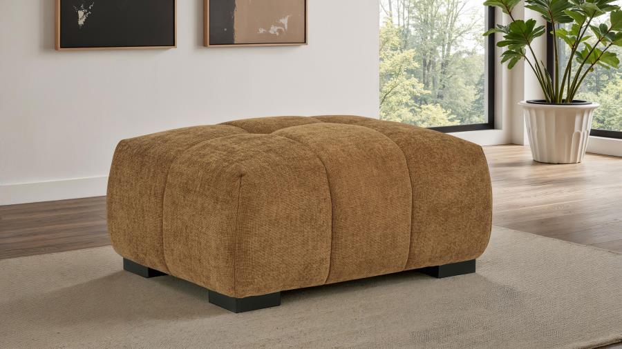 Octavia Tufted Upholstered Rectangular Ottoman Amber
