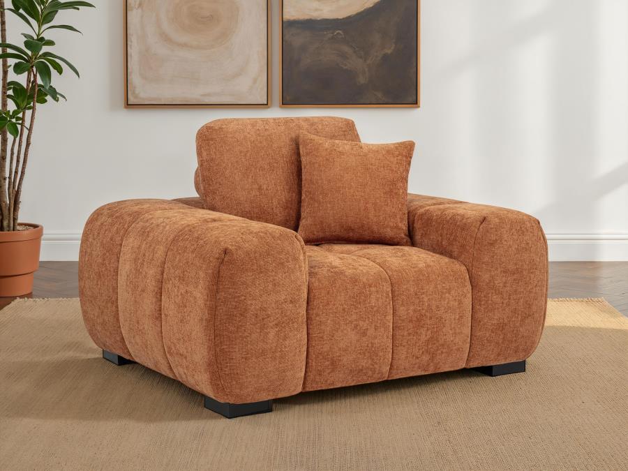 Octavia Fabric Upholstered Track Arm Accent Chair Orange