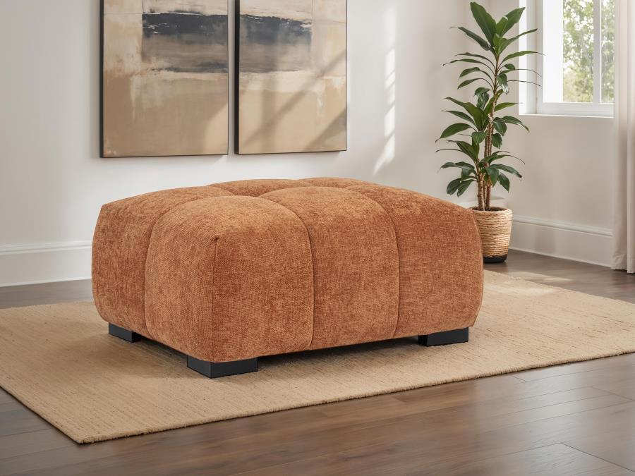 Octavia Tufted Upholstered Rectangular Ottoman Orange