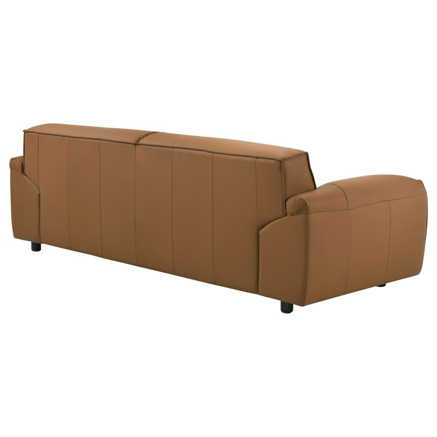 Buxton Top Grain Leather Upholstered Sofa Orange