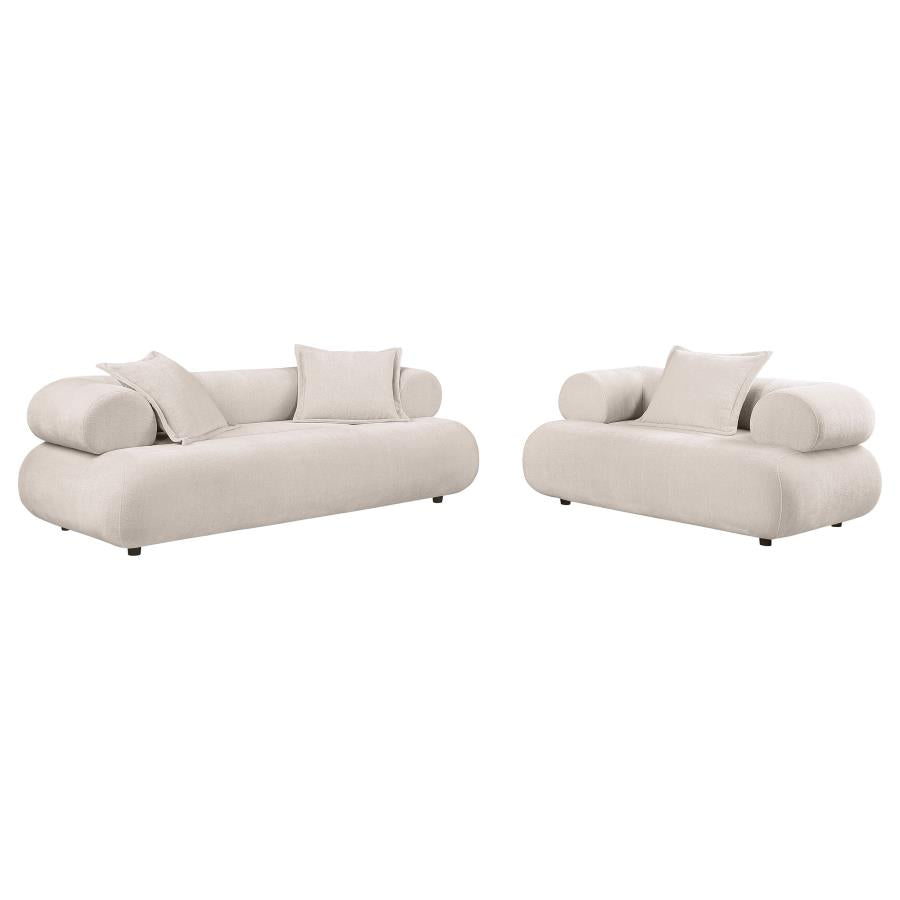 Eskola 2-Piece Chenille Sofa and Accent Chair Set Ivory