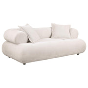 Eskola 3-seat Chenille Sofa with Rounded Shelter Arms Ivory