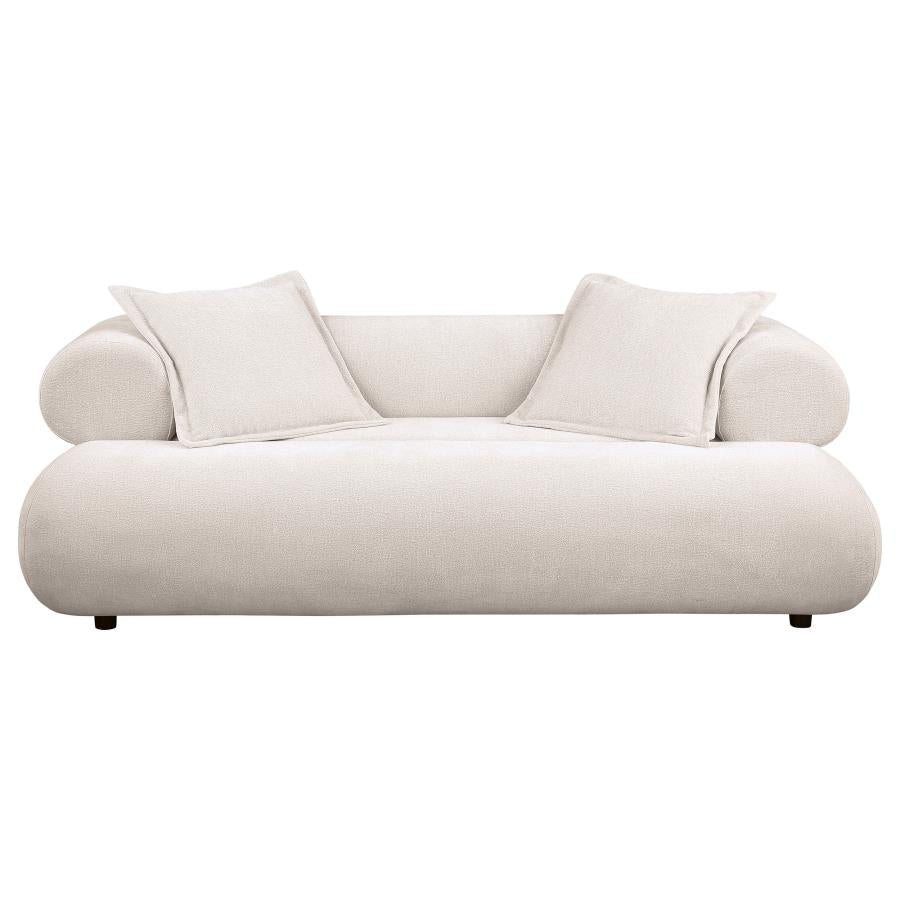 Eskola 3-seat Chenille Sofa with Rounded Shelter Arms Ivory