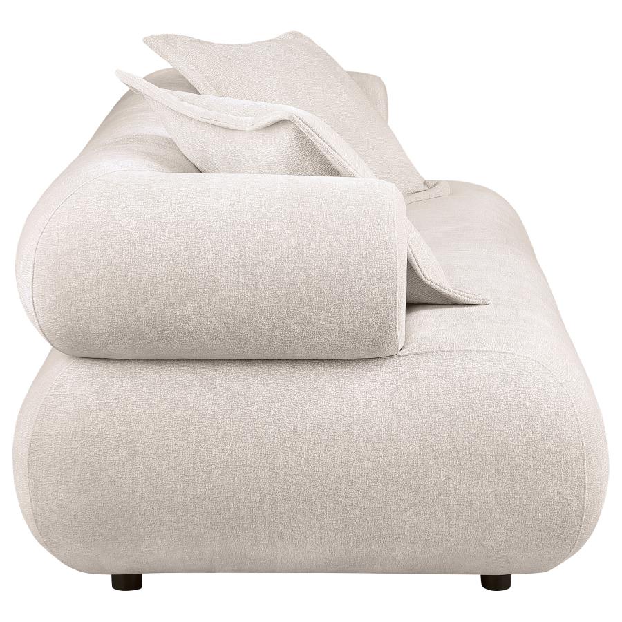 Eskola 3-seat Chenille Sofa with Rounded Shelter Arms Ivory