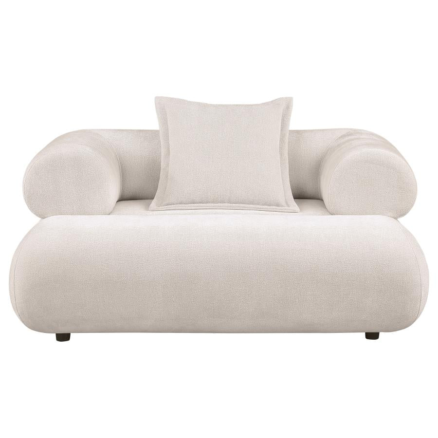 Eskola Chenille Accent Chair with Rounded Shelter Arms Ivory