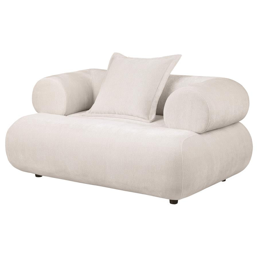 Eskola Chenille Accent Chair with Rounded Shelter Arms Ivory