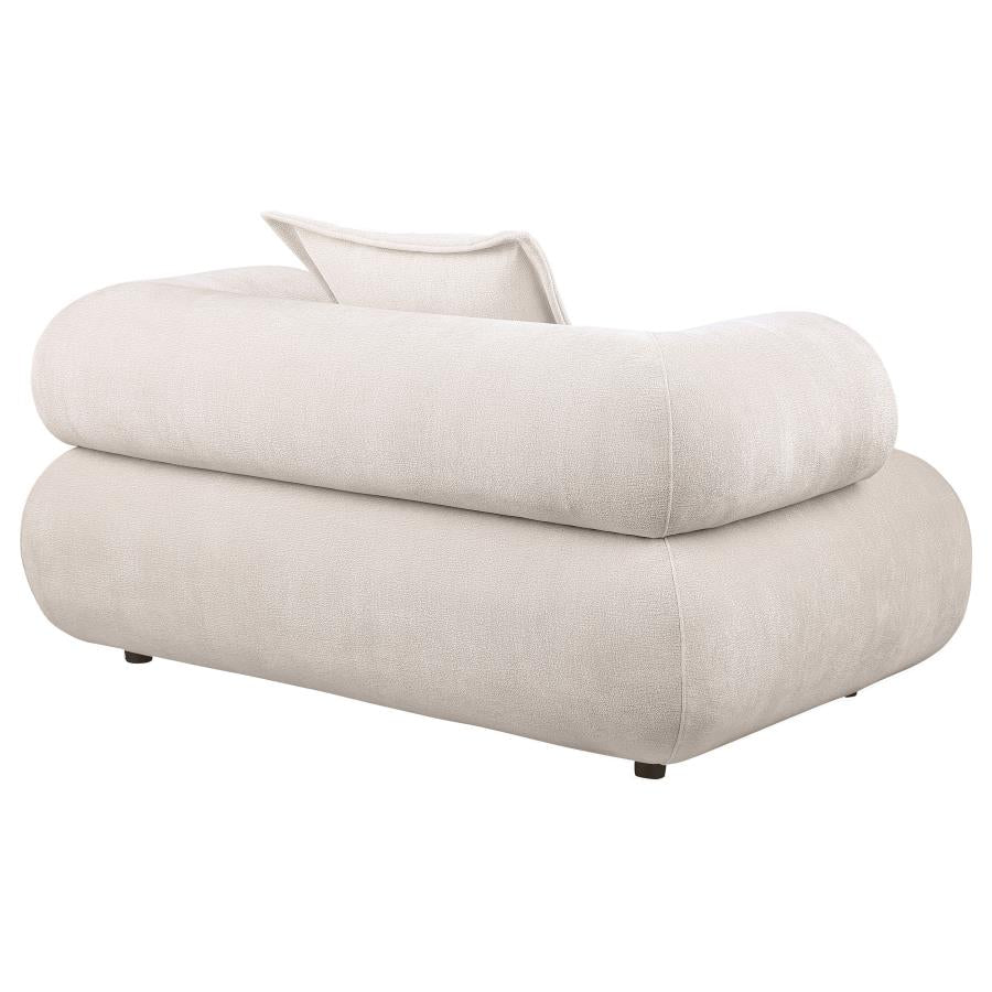 Eskola Chenille Accent Chair with Rounded Shelter Arms Ivory