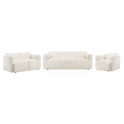 Dorset 3-piece Upholstered Round Track Arm Sofa Set White