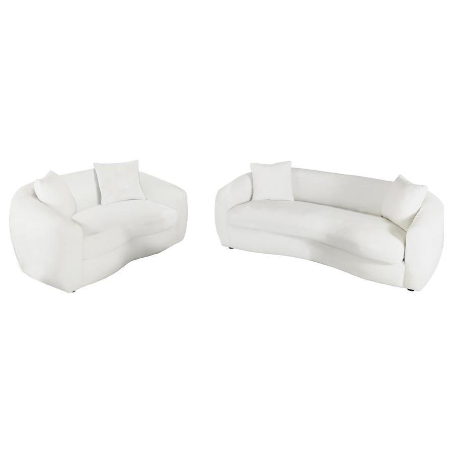 Isabella 2-piece Sherpa Upholstered Sofa Set Natural