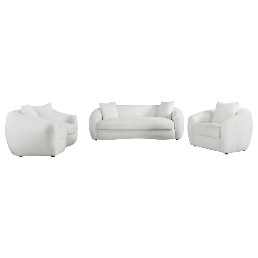Isabella 3-piece Sherpa Upholstered Sofa Set Ivory