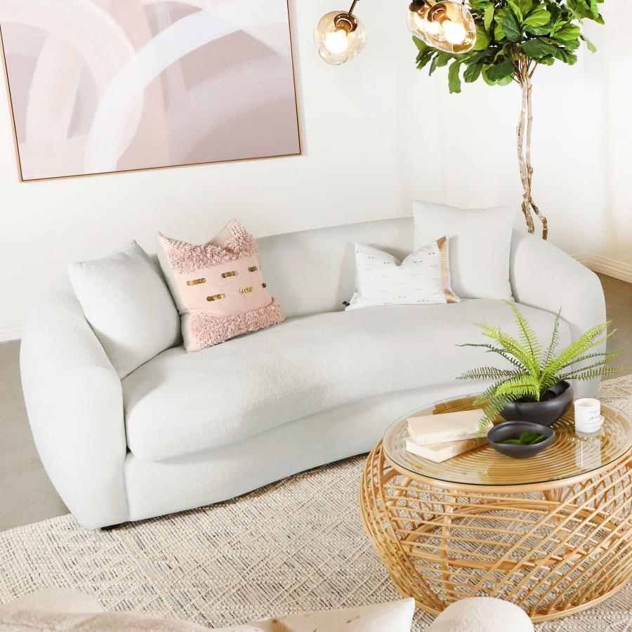 Isabella Sherpa Upholstered Sofa Natural