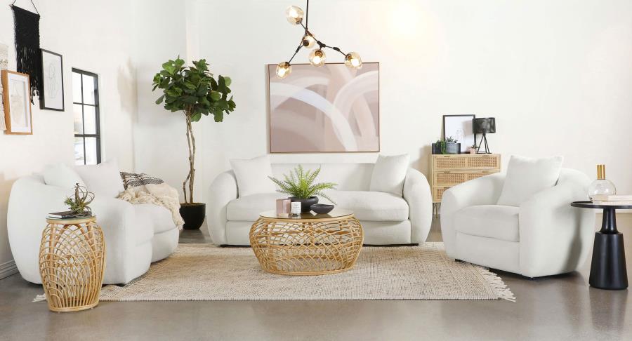 Isabella Sherpa Upholstered Sofa Ivory