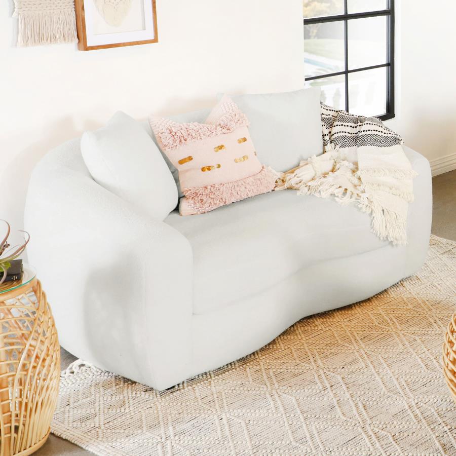 Isabella Sherpa Upholstered Loveseat Ivory