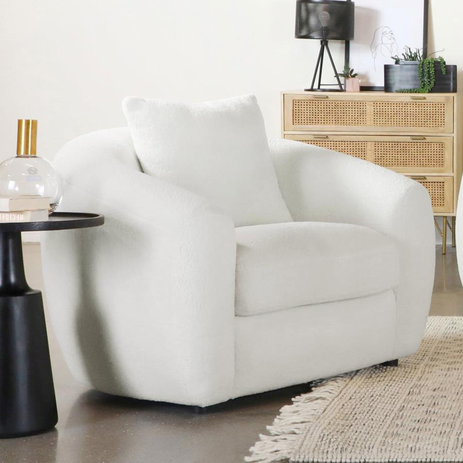 Isabella Sherpa Upholstered Accent Chair Ivory