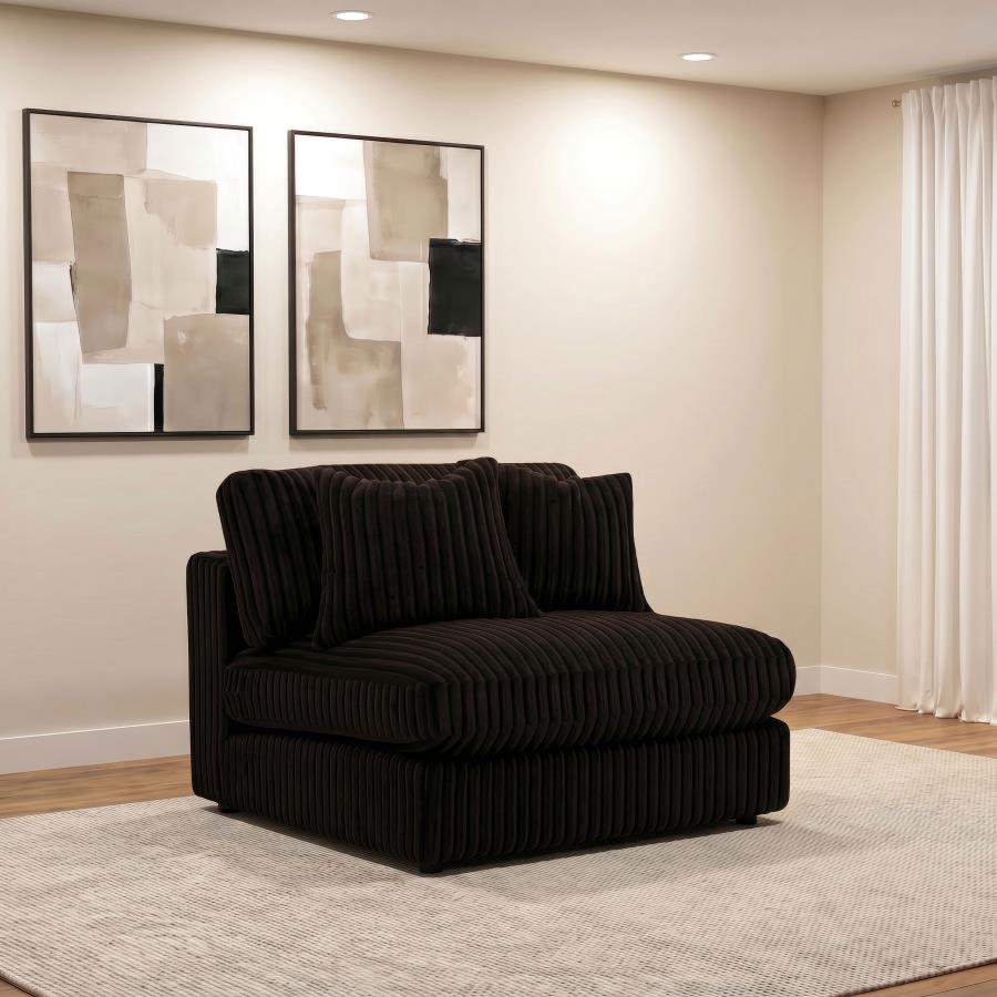 Blaine Corduroy Armless Chair with Reversible Cushions Chocolate Brown