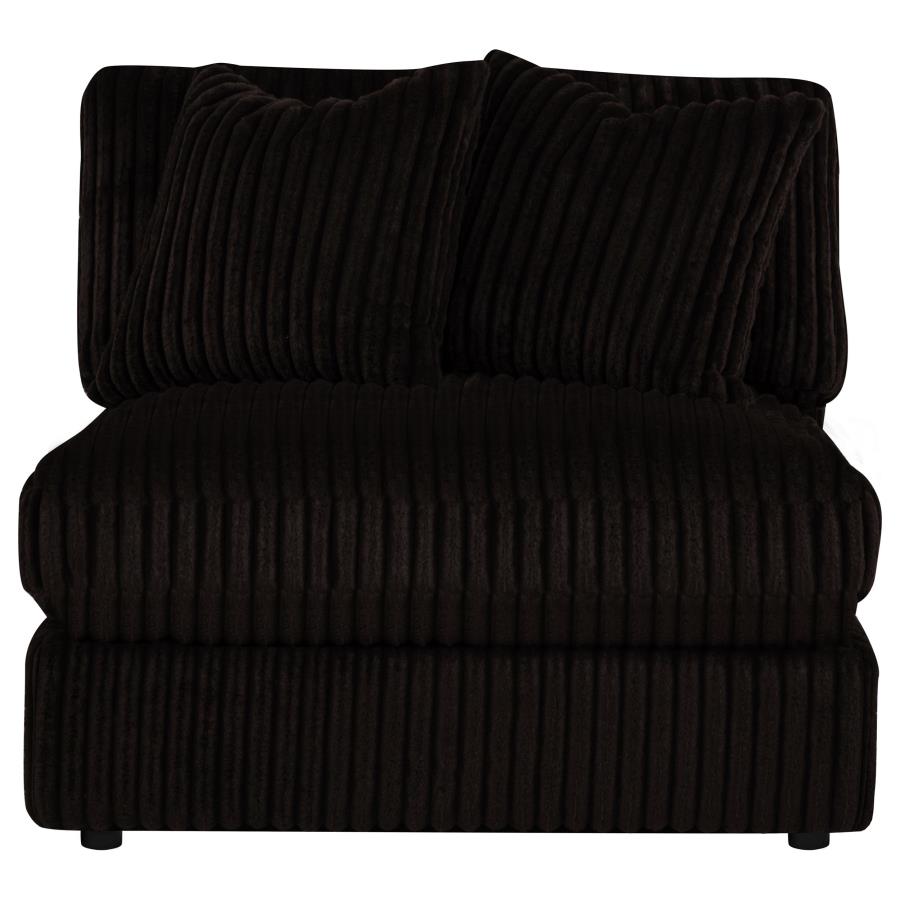 Blaine Corduroy Armless Chair with Reversible Cushions Chocolate Brown