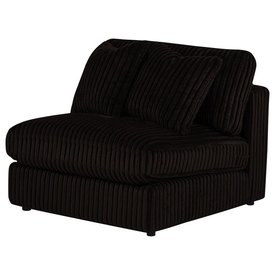 Blaine Corduroy Armless Chair with Reversible Cushions Chocolate Brown