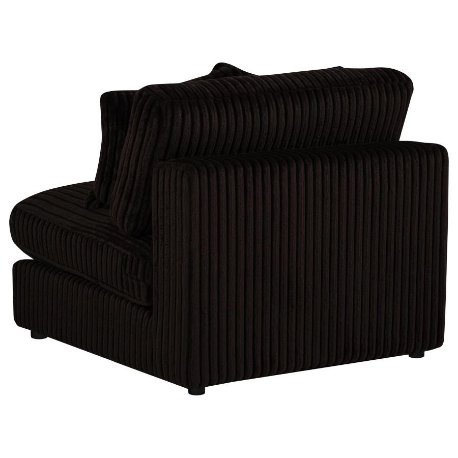 Blaine Corduroy Armless Chair with Reversible Cushions Chocolate Brown