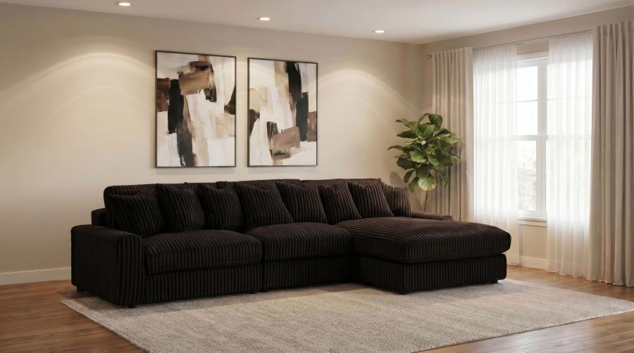 Blaine Corduroy Armless Chair with Reversible Cushions Chocolate Brown
