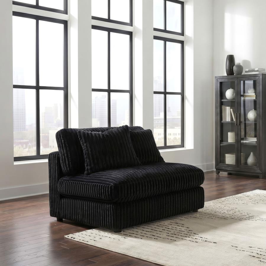 Blaine Corduroy Armless Chair with Reversible Cushions Black