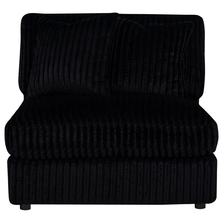 Blaine Corduroy Armless Chair with Reversible Cushions Black