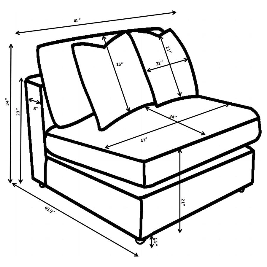 Blaine Corduroy Armless Chair with Reversible Cushions Black