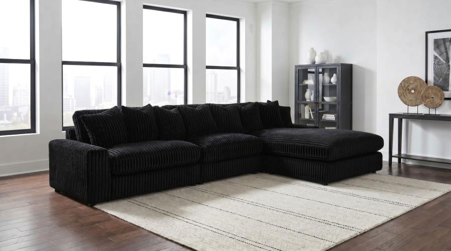 Blaine Corduroy Armless Chair with Reversible Cushions Black