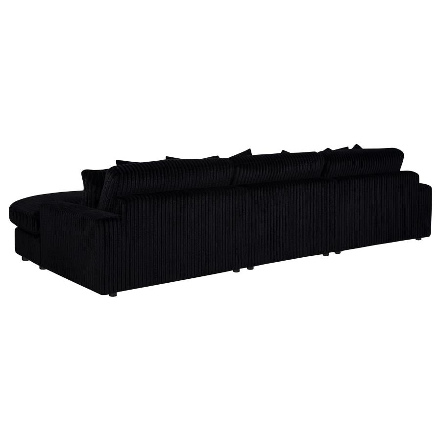 Blaine 3-Piece Corduroy Reversible Chaise Sectional Sofa Black