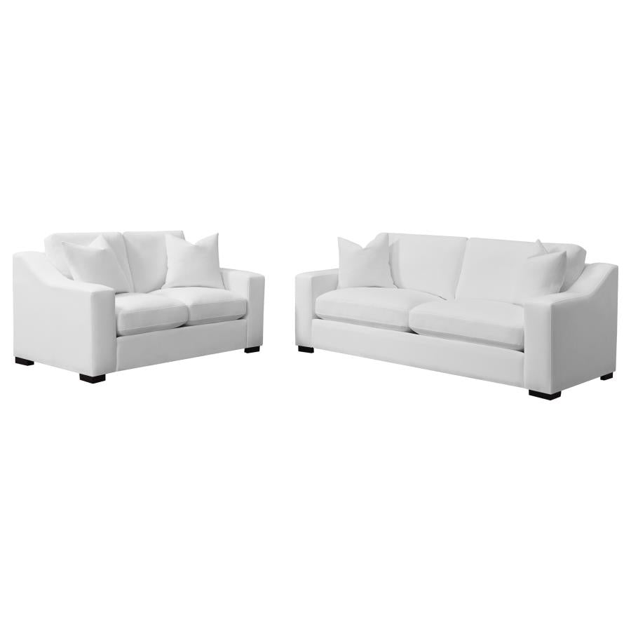 Ashlyn 2-piece Upholstered Track Arm Sofa Set White