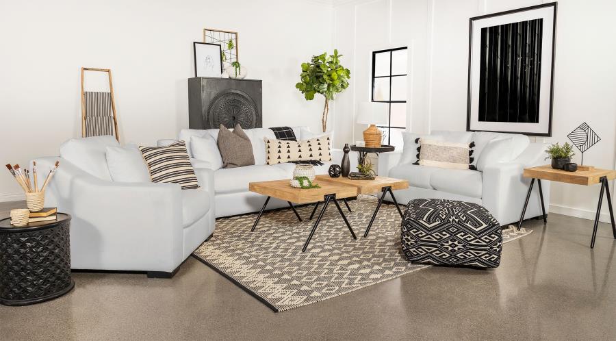 Ashlyn 3-piece Upholstered Track Arm Sofa Set White