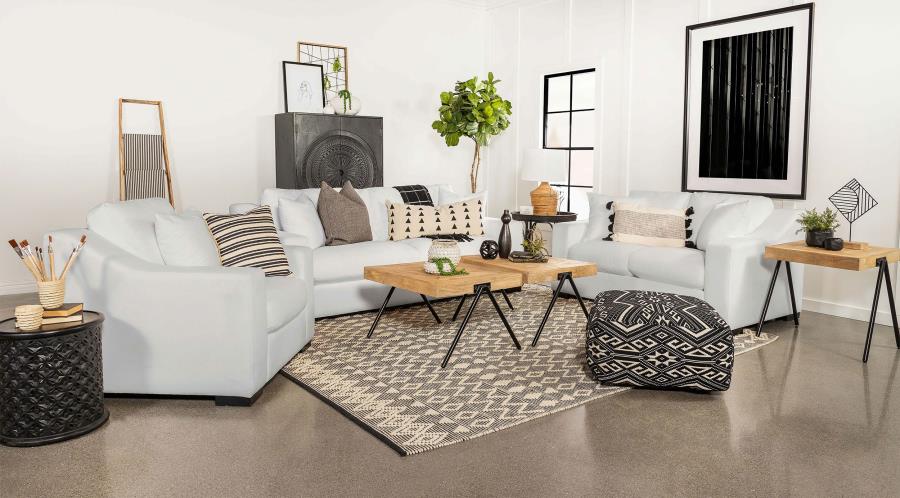 Ashlyn Upholstered Track Arm Loveseat White