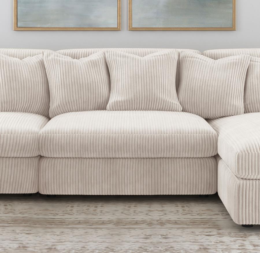 Blaine Corduroy Armless Chair with Reversible Cushions Sand