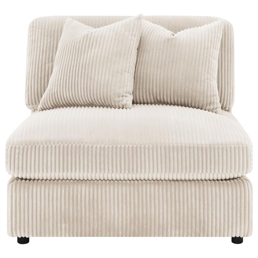 Blaine Corduroy Armless Chair with Reversible Cushions Sand