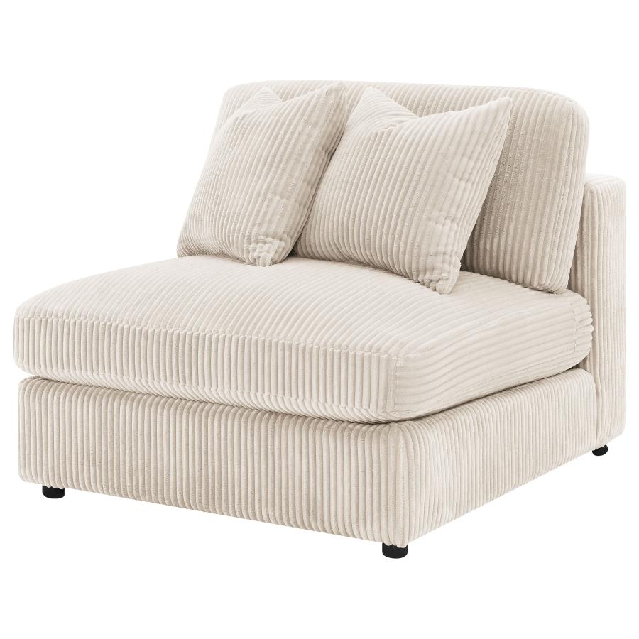 Blaine Corduroy Armless Chair with Reversible Cushions Sand