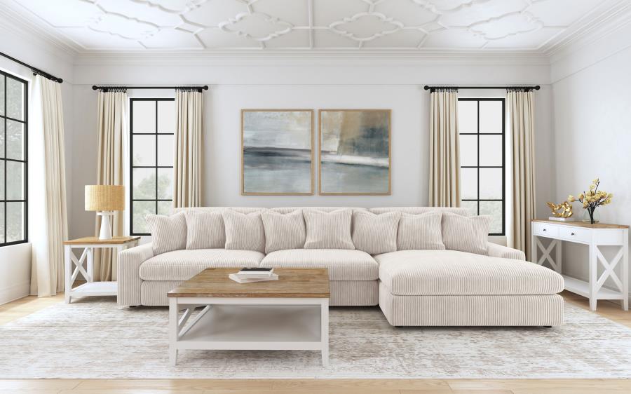 Blaine Corduroy Armless Chair with Reversible Cushions Sand