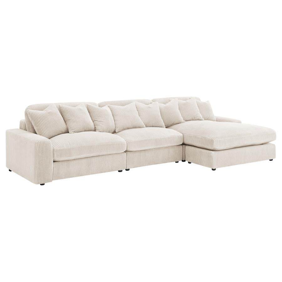Blaine 3-Piece Corduroy Reversible Chaise Sectional Sofa Sand